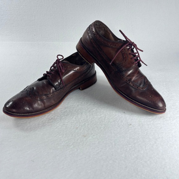 Johnston & Murphy Leather Wingtip Brogue Derby‎ Oxfords Burgundy Shoes Sz 11.5 M main image 8